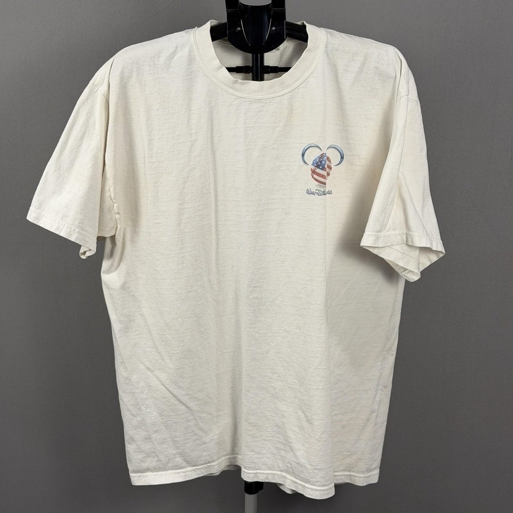 Vintage Walt Disney World Shirt Mens‎ Large Mickey American Flag Baseball 90s